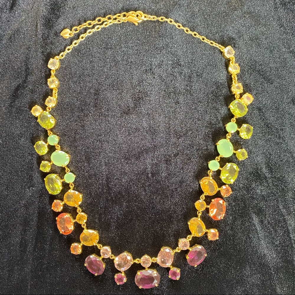 Rainbow Gemstone Goldtone Collar Necklace by Carolee Big Bling Pride Statement